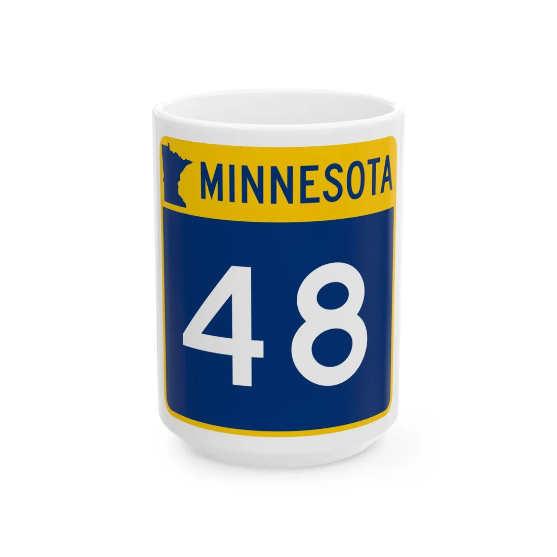 MN-48 (Minnesota) (Road Sign) White Coffee Mug 15oz - Go Mug Yourself
