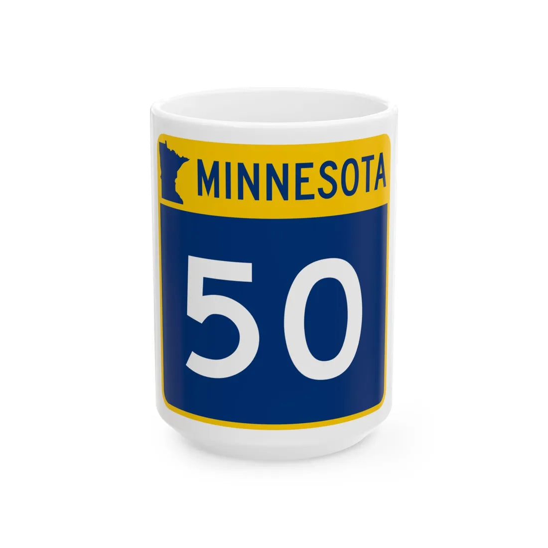 MN-50 (Minnesota) (Road Sign) White Coffee Mug 15oz - Go Mug Yourself