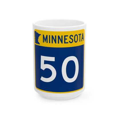 MN-50 (Minnesota) (Road Sign) White Coffee Mug 15oz - Go Mug Yourself