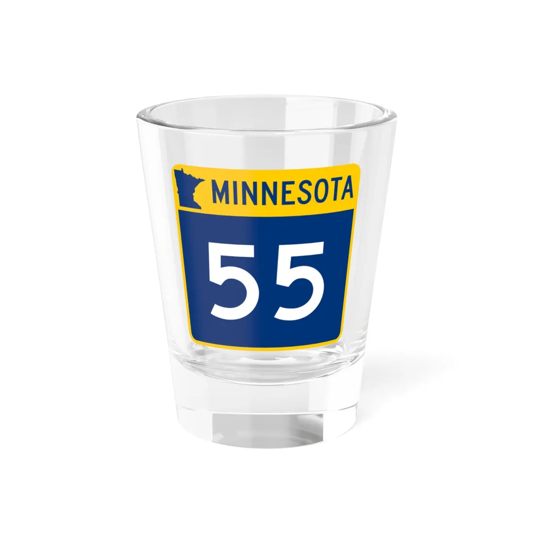 MN-55 (Minnesota) (Road Sign) Shot Glass 1.5oz 1.5oz - Go Mug Yourself