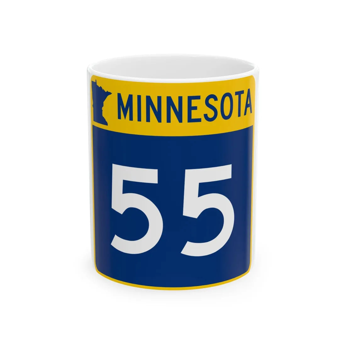 MN-55 (Minnesota) (Road Sign) White Coffee Mug 11oz - Go Mug Yourself