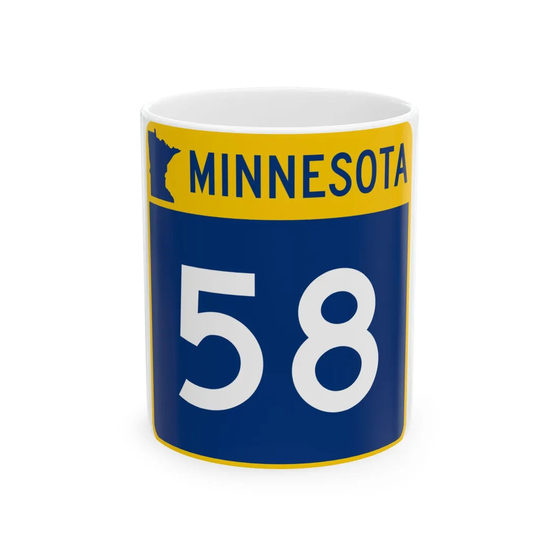 MN-58 (Minnesota) (Road Sign) White Coffee Mug 11oz - Go Mug Yourself