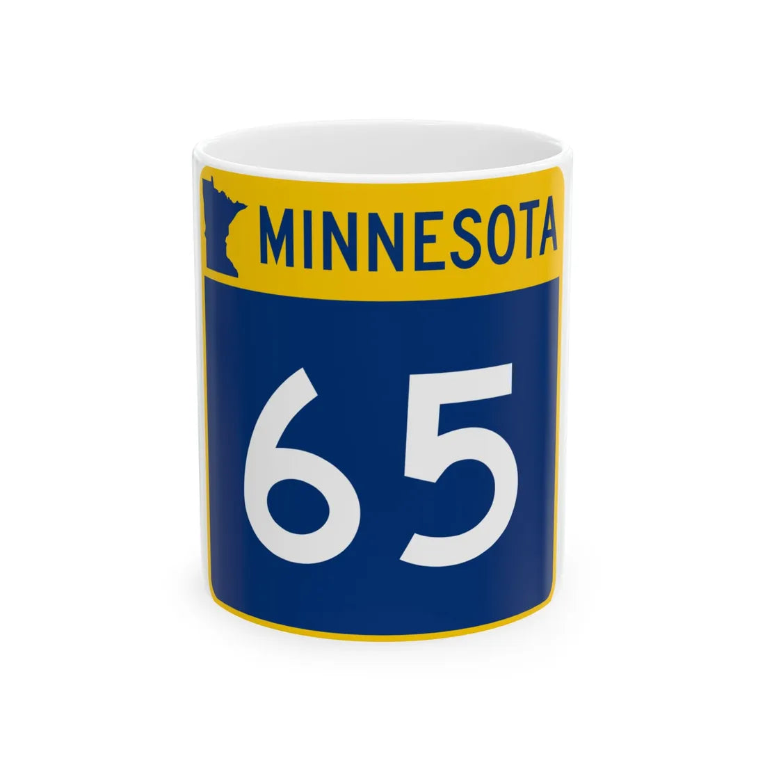 MN-65 (Minnesota) (Road Sign) White Coffee Mug 11oz - Go Mug Yourself