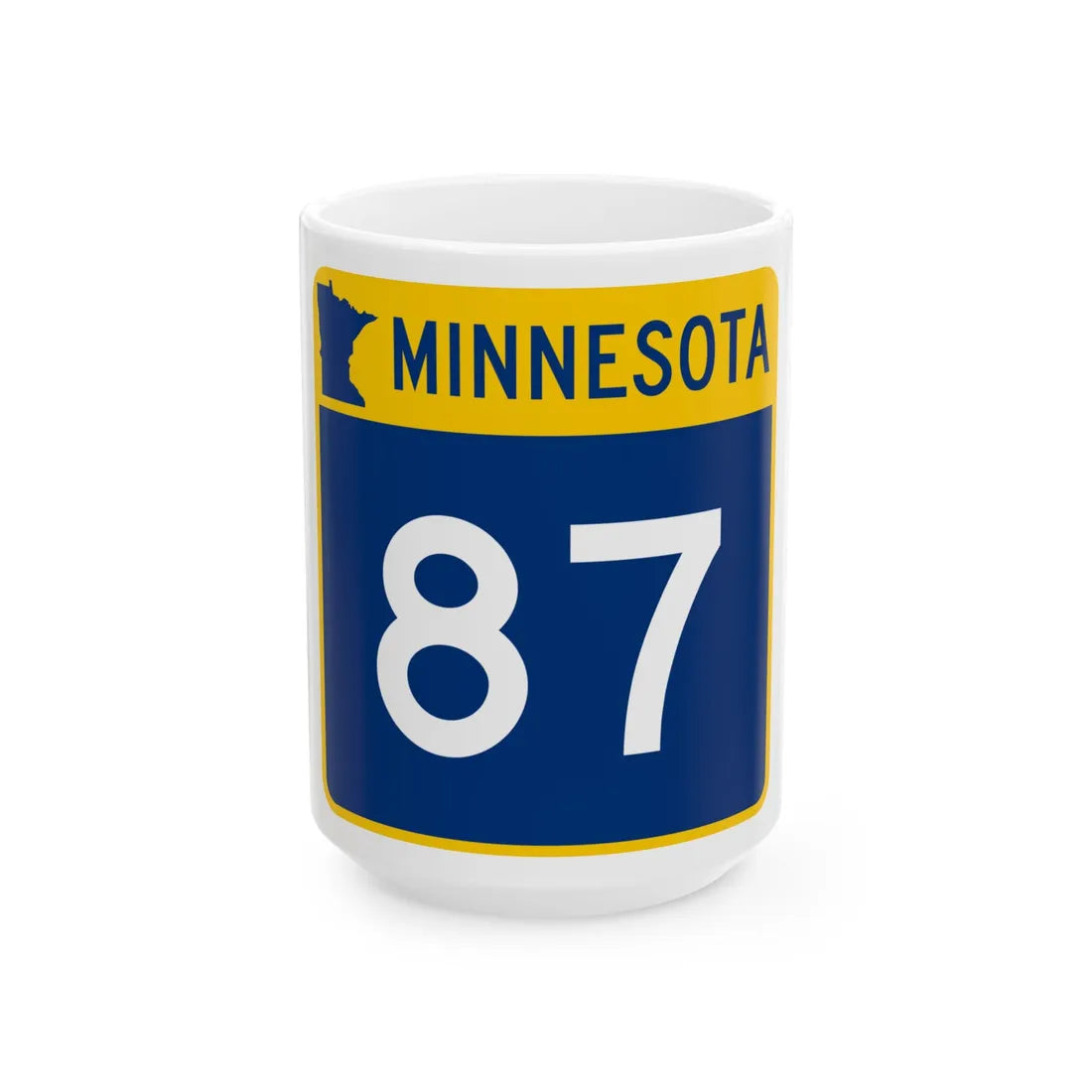 MN-87 (Minnesota) (Road Sign) White Coffee Mug 15oz - Go Mug Yourself