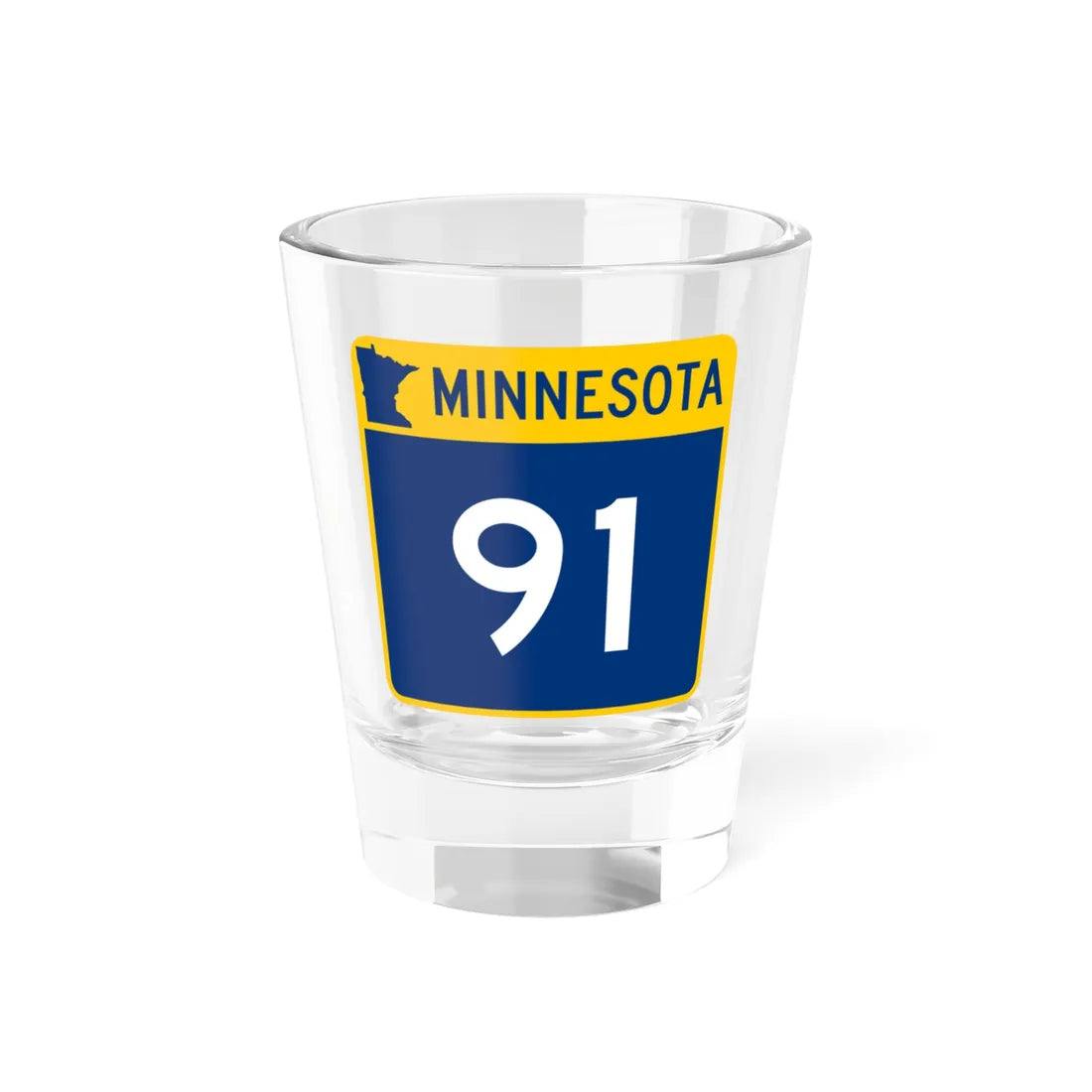 MN-91 (Minnesota) (Road Sign) Shot Glass 1.5oz 1.5oz - Go Mug Yourself