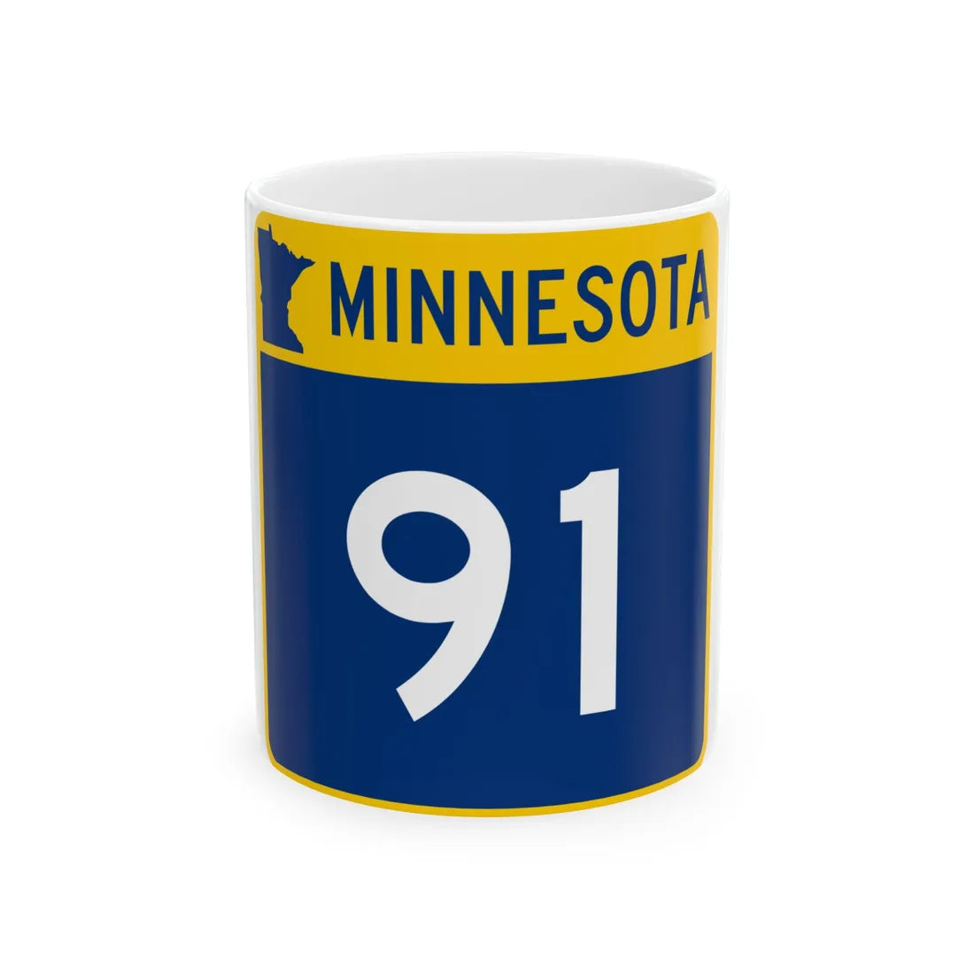 MN-91 (Minnesota) (Road Sign) White Coffee Mug 11oz - Go Mug Yourself