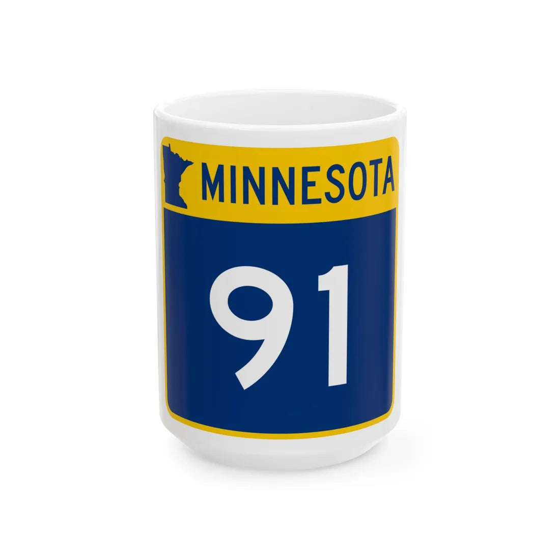 MN-91 (Minnesota) (Road Sign) White Coffee Mug 15oz - Go Mug Yourself