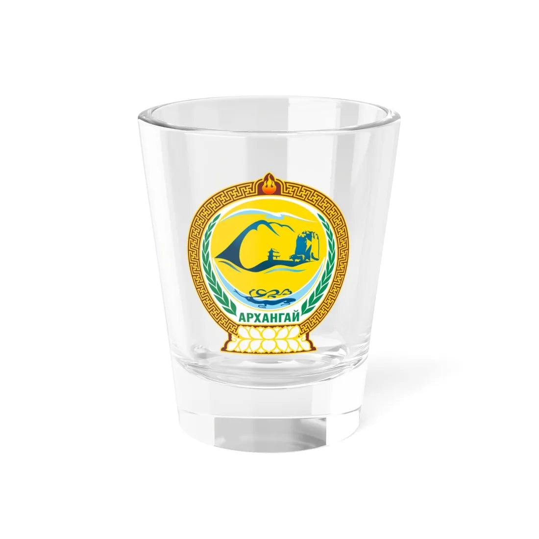 Mn coa arkhangai aimag 2014 (Mongolia) (Coat of Arms) Shot Glass 1.5oz 1.5oz - Go Mug Yourself