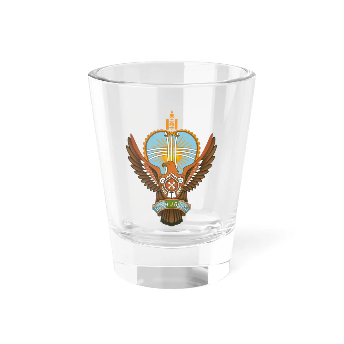 Mn coa bayan olgiy aymag (Mongolia) (Coat of Arms) Shot Glass 1.5oz 1.5oz - Go Mug Yourself
