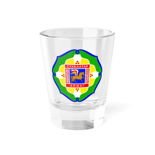 Mn coa sükhbaatar aimag (Mongolia) (Coat of Arms) Shot Glass 1.5oz 1.5oz - Go Mug Yourself