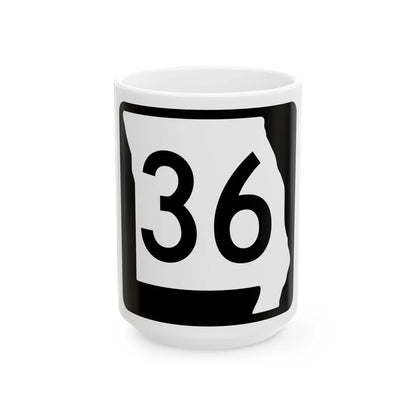 MO-36 (Missouri) (Road Sign) White Coffee Mug 15oz - Go Mug Yourself