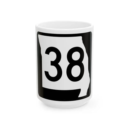 MO-38 (Missouri) (Road Sign) White Coffee Mug 15oz - Go Mug Yourself