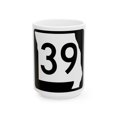 MO-39 (Missouri) (Road Sign) White Coffee Mug 15oz - Go Mug Yourself