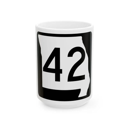 MO-42 (Missouri) (Road Sign) White Coffee Mug 15oz - Go Mug Yourself