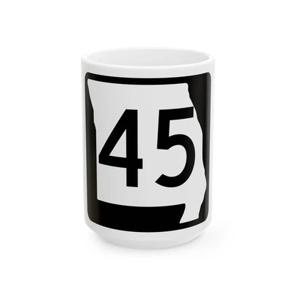 MO-45 (Missouri) (Road Sign) White Coffee Mug 15oz - Go Mug Yourself