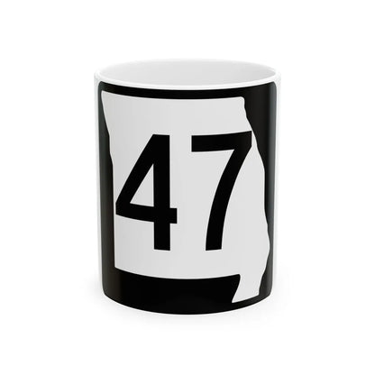 MO-47 (Missouri) (Road Sign) White Coffee Mug 11oz - Go Mug Yourself