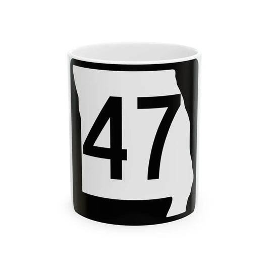 MO-47 (Missouri) (Road Sign) White Coffee Mug 11oz - Go Mug Yourself