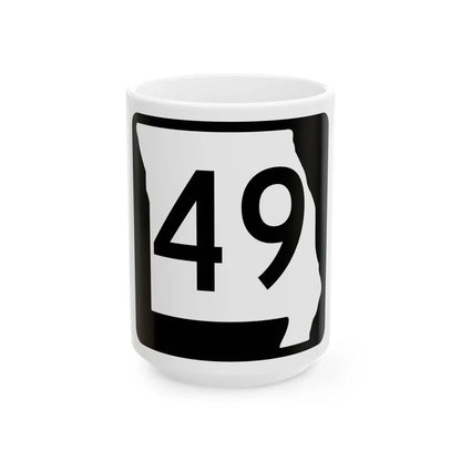 MO-49 (Missouri) (Road Sign) White Coffee Mug 15oz - Go Mug Yourself