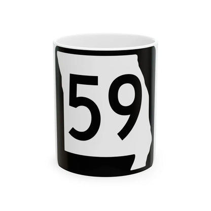 MO-59 (Missouri) (Road Sign) White Coffee Mug 11oz - Go Mug Yourself