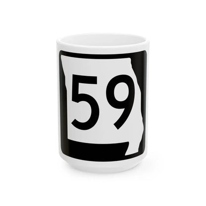 MO-59 (Missouri) (Road Sign) White Coffee Mug 15oz - Go Mug Yourself