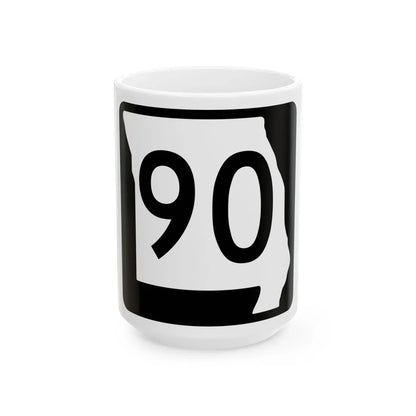 MO-90 (Missouri) (Road Sign) White Coffee Mug 15oz - Go Mug Yourself