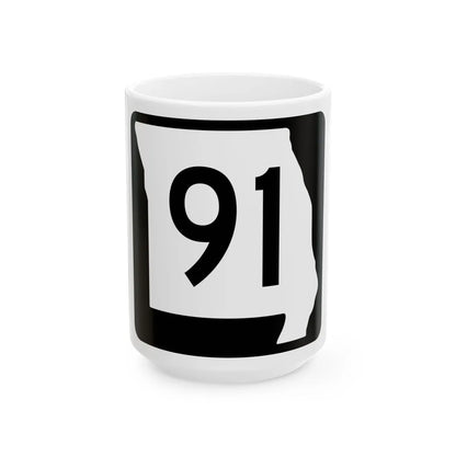 MO-91 (Missouri) (Road Sign) White Coffee Mug 15oz - Go Mug Yourself