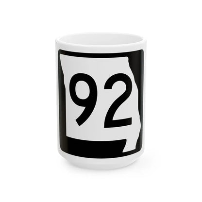 MO-92 (Missouri) (Road Sign) White Coffee Mug 15oz - Go Mug Yourself