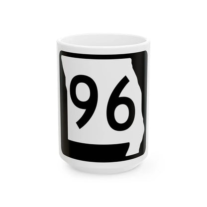 MO-96 (Missouri) (Road Sign) White Coffee Mug 15oz - Go Mug Yourself