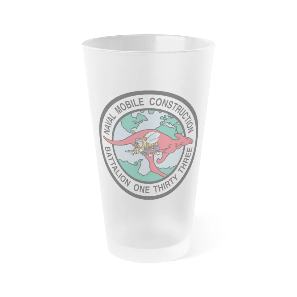 Mobile Construction Bn 133 NMCB 133 Seabee (U.S. Navy) Frosted Pint Glass 16oz-Go Mug Yourself