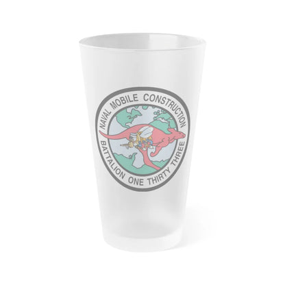 Mobile Construction Bn 133 NMCB 133 Seabee (U.S. Navy) Frosted Pint Glass 16oz-Go Mug Yourself