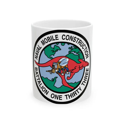 Mobile Construction Bn 133 NMCB 133 Seabee (U.S. Navy) White Coffee Mug-11oz-Go Mug Yourself