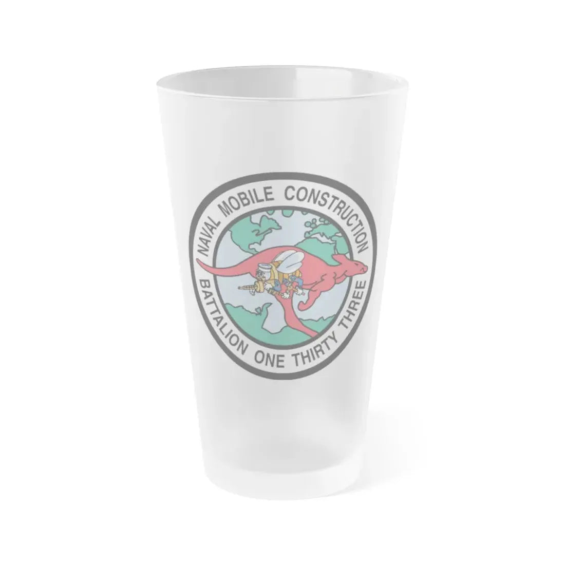 Mobile Construction Bn 133 NMCB 133 Seabee (U.S. Navy) Frosted Pint Glass 16oz Default Title - Go Mug Yourself