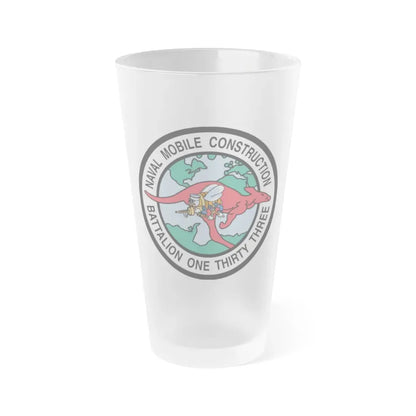 Mobile Construction Bn 133 NMCB 133 Seabee (U.S. Navy) Frosted Pint Glass 16oz Default Title - Go Mug Yourself