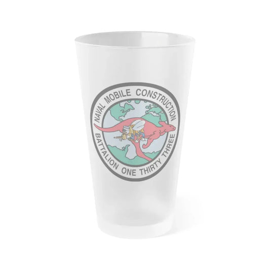 Mobile Construction Bn 133 NMCB 133 Seabee (U.S. Navy) Frosted Pint Glass 16oz Default Title - Go Mug Yourself