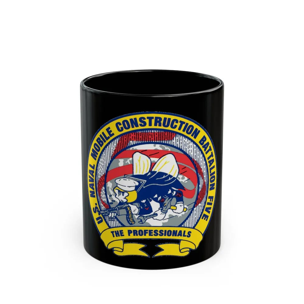 Mobile Construction Bn 5 NMCB 5 Seabee (U.S. Navy) Black Coffee Mug-11oz-Go Mug Yourself