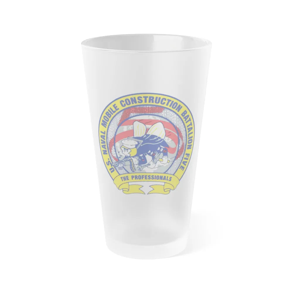 Mobile Construction Bn 5 NMCB 5 Seabee (U.S. Navy) Frosted Pint Glass 16oz-Go Mug Yourself