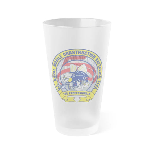 Mobile Construction Bn 5 NMCB 5 Seabee (U.S. Navy) Frosted Pint Glass 16oz-Go Mug Yourself