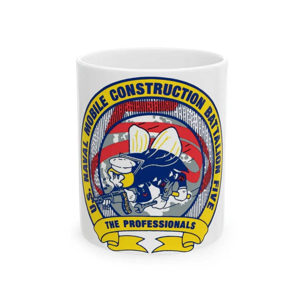 Mobile Construction Bn 5 NMCB 5 Seabee (U.S. Navy) White Coffee Mug-11oz-Go Mug Yourself