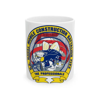 Mobile Construction Bn 5 NMCB 5 Seabee (U.S. Navy) White Coffee Mug 11oz - Go Mug Yourself