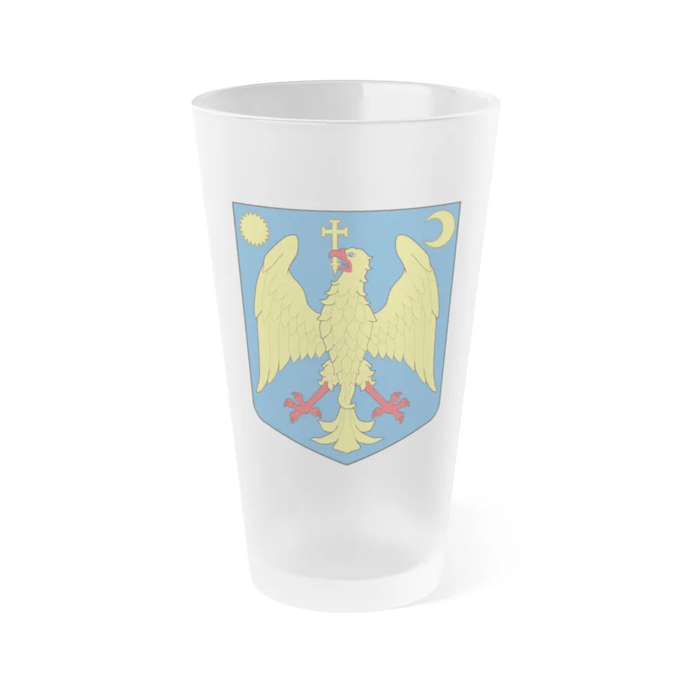 Modern coat of arms of Wallachia - Frosted Pint Glass 16oz-Go Mug Yourself