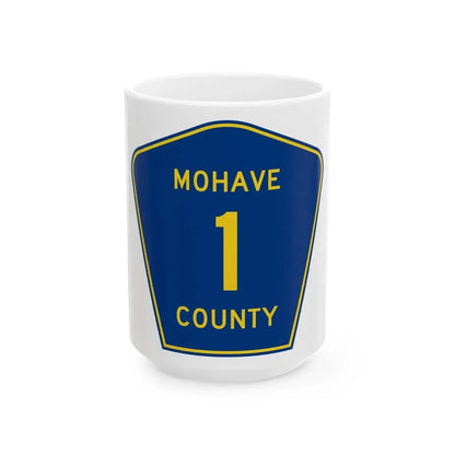 Mohave County 1 (Arizona) (Road Sign) White Coffee Mug 15oz - Go Mug Yourself
