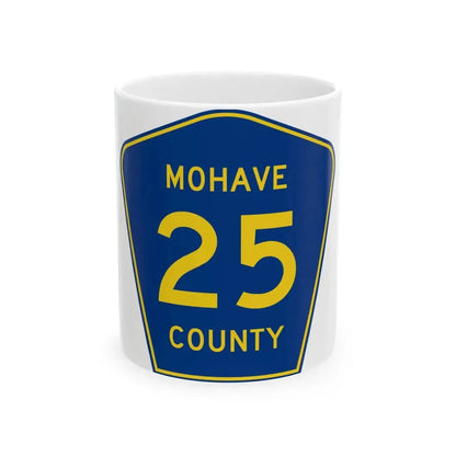 Mohave County 25 (Arizona) (Road Sign) White Coffee Mug 11oz - Go Mug Yourself