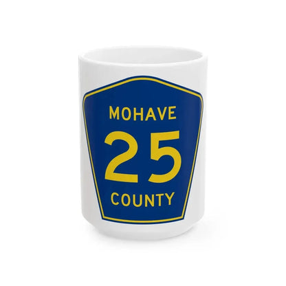 Mohave County 25 (Arizona) (Road Sign) White Coffee Mug 15oz - Go Mug Yourself