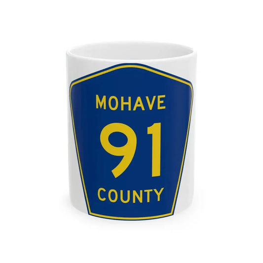 Mohave County 91 (Arizona) (Road Sign) White Coffee Mug 11oz - Go Mug Yourself