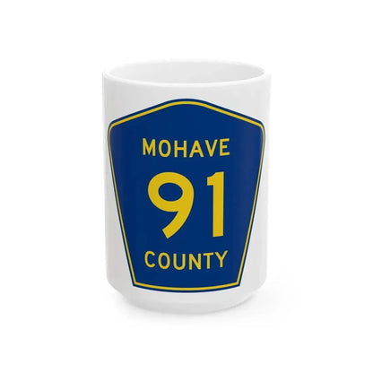 Mohave County 91 (Arizona) (Road Sign) White Coffee Mug 15oz - Go Mug Yourself