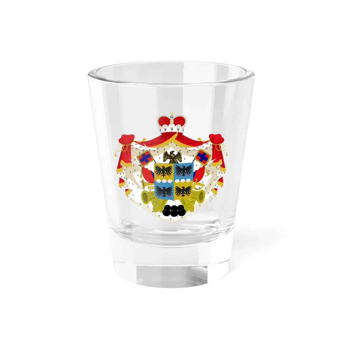 Moldavian Ghica Comănești  Sulgearoglu family arms (Algeria) (Coat of Arms) Shot Glass 1.5oz 1.5oz - Go Mug Yourself