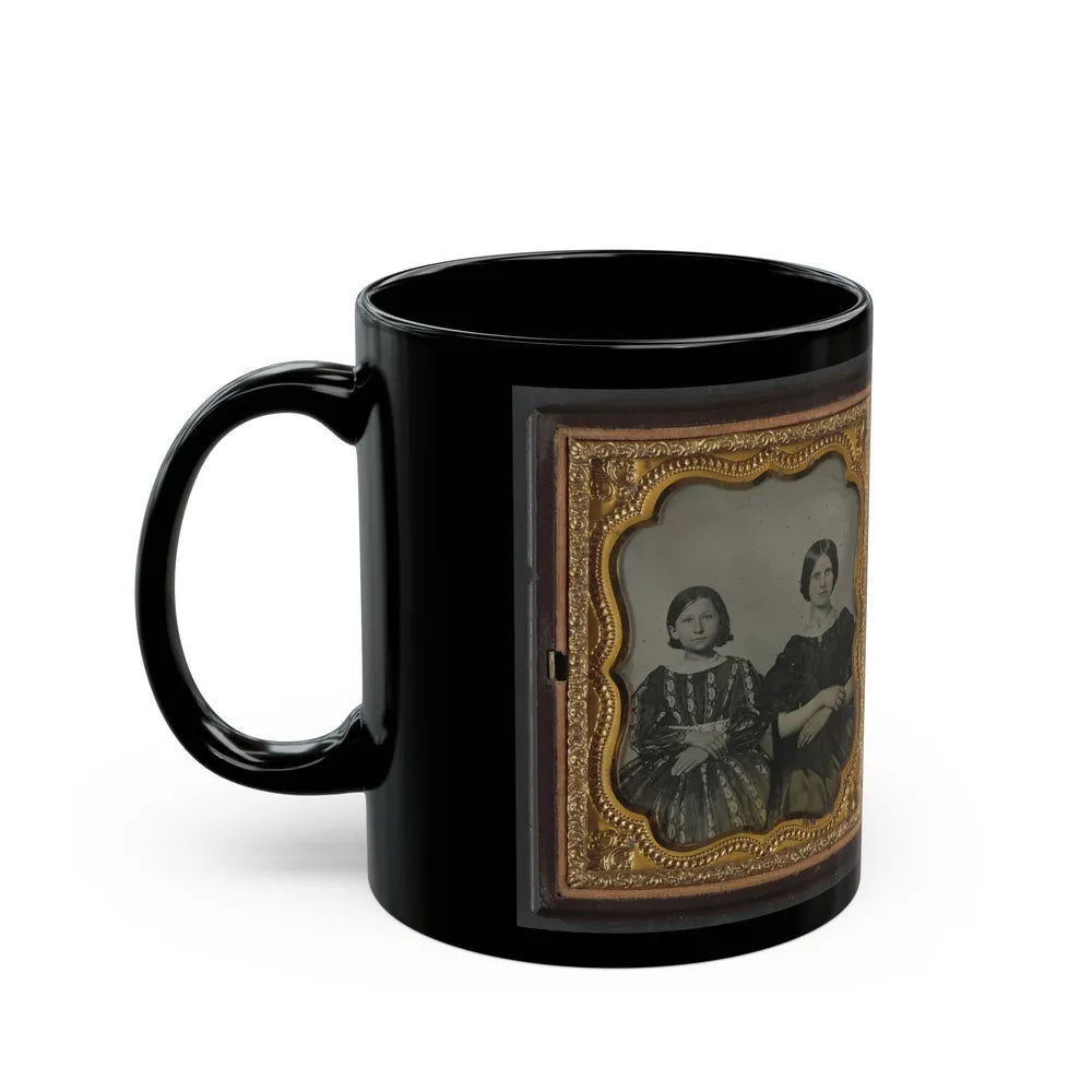 Mollie Knopp Zigler, Left, And Betty Hoover, Right ; Unidentified Midshipman In Confederate Uniform With Book (U.S. Civil War) Black Coffee Mug-Go Mug Yourself