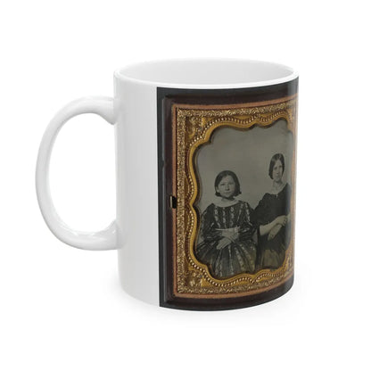 Mollie Knopp Zigler, Left, And Betty Hoover, Right ; Unidentified Midshipman In Confederate Uniform With Book (U.S. Civil War) White Coffee Mug-Go Mug Yourself