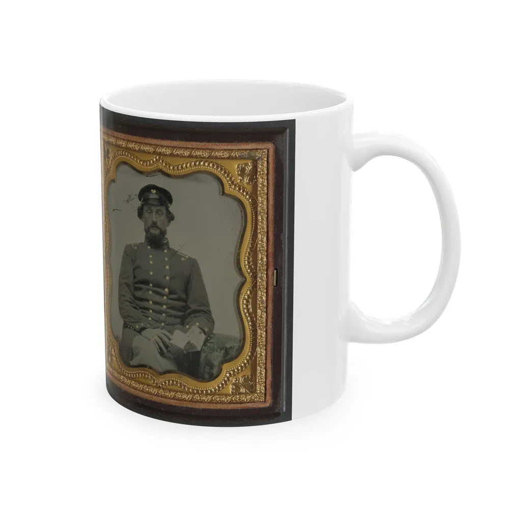 Mollie Knopp Zigler, Left, And Betty Hoover, Right ; Unidentified Midshipman In Confederate Uniform With Book (U.S. Civil War) White Coffee Mug-Go Mug Yourself