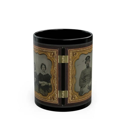 Mollie Knopp Zigler, Left, And Betty Hoover, Right ; Unidentified Midshipman In Confederate Uniform With Book (U.S. Civil War) Black Coffee Mug 11oz - Go Mug Yourself